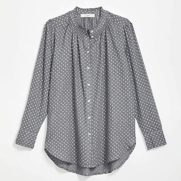 LOFT | Dotted Ruffle Collar Shirt - Picture 4 of 4